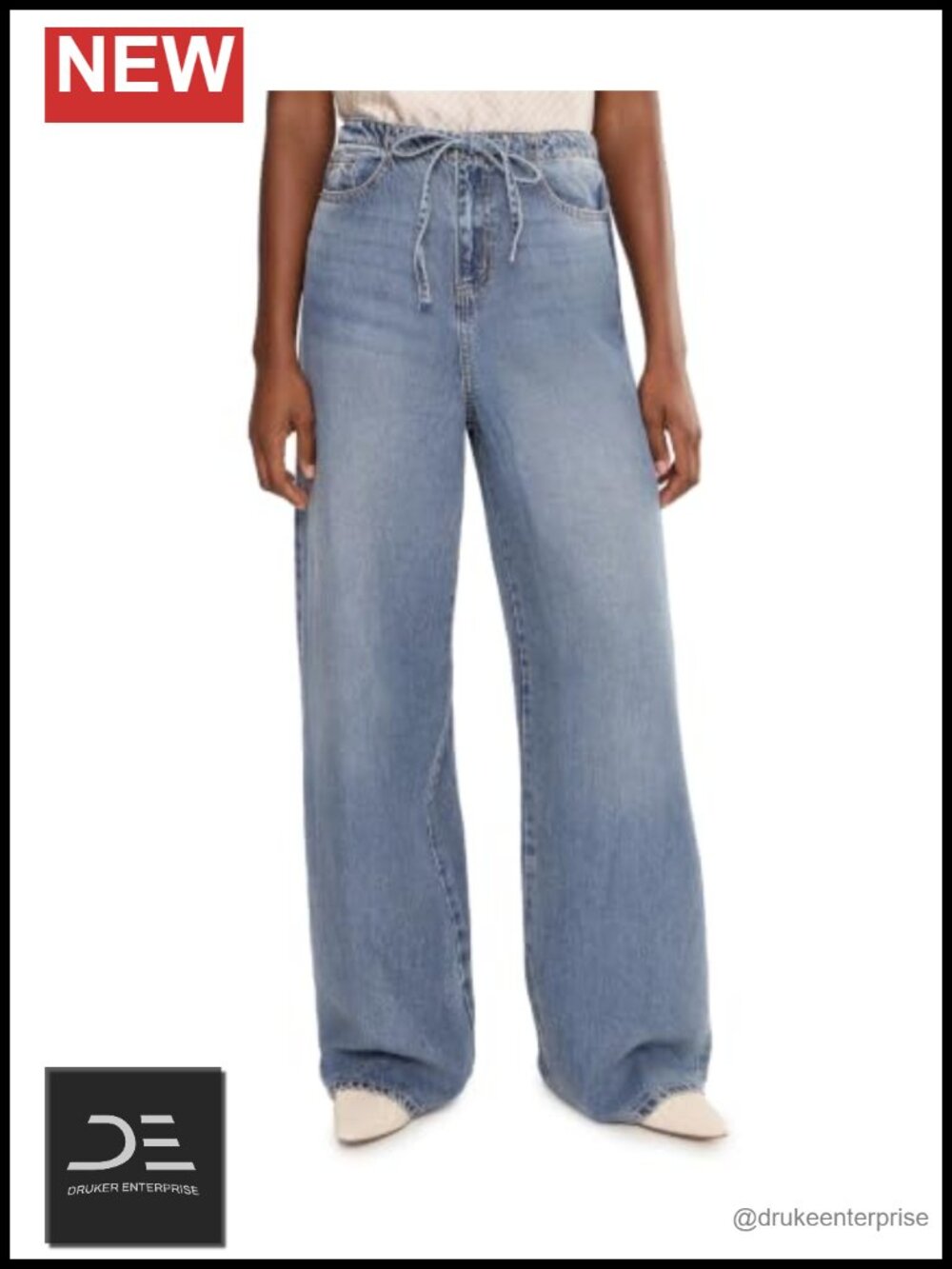 Splendid Lounge Denim Pants Women's Wide Leg Drawstring Button Fly